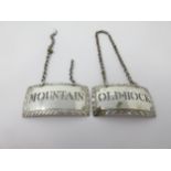 A pair of Georgian silver Labels, Mountain and Old Hock, maker: S. Drinkwater