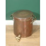 A large antique copper two-handled Boiler and Cover, stamped Wilson & Son, Late Barron & Wilson,
