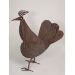 In the manner of Walenty Pytel; a 20th Century metal Sculpture of a Cockerel 1ft 8in H x 1ft 3in L