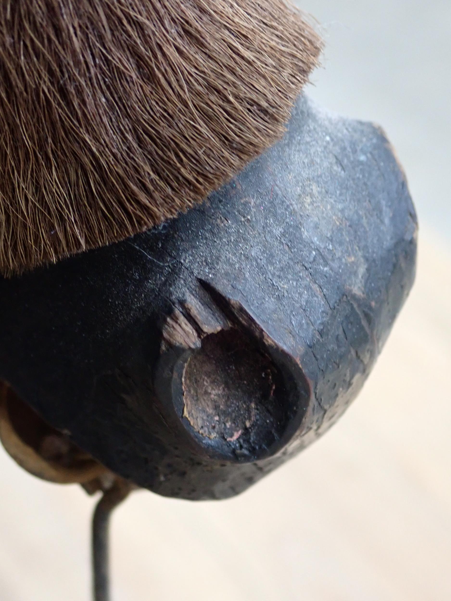 An antique fur covered Rocking Horse on white painted rockers 3ft 2in L x 2ft 2in H - Image 6 of 6