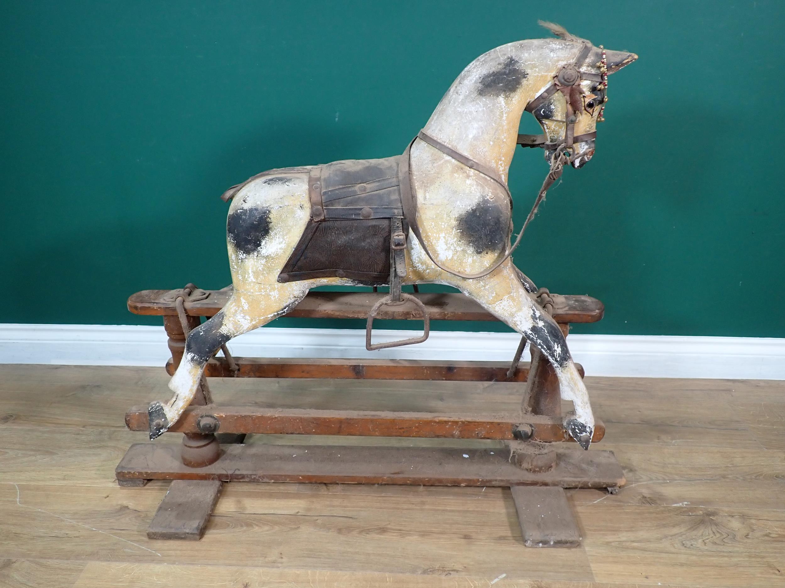A 19th Century dappled palomino Rocking Horse of small proportions with original saddle and bridle - Image 9 of 12