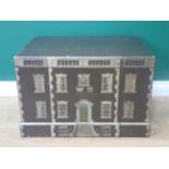 A painted Box in the form of a Georgian house with hinged cover and carrying handles, 2ft W