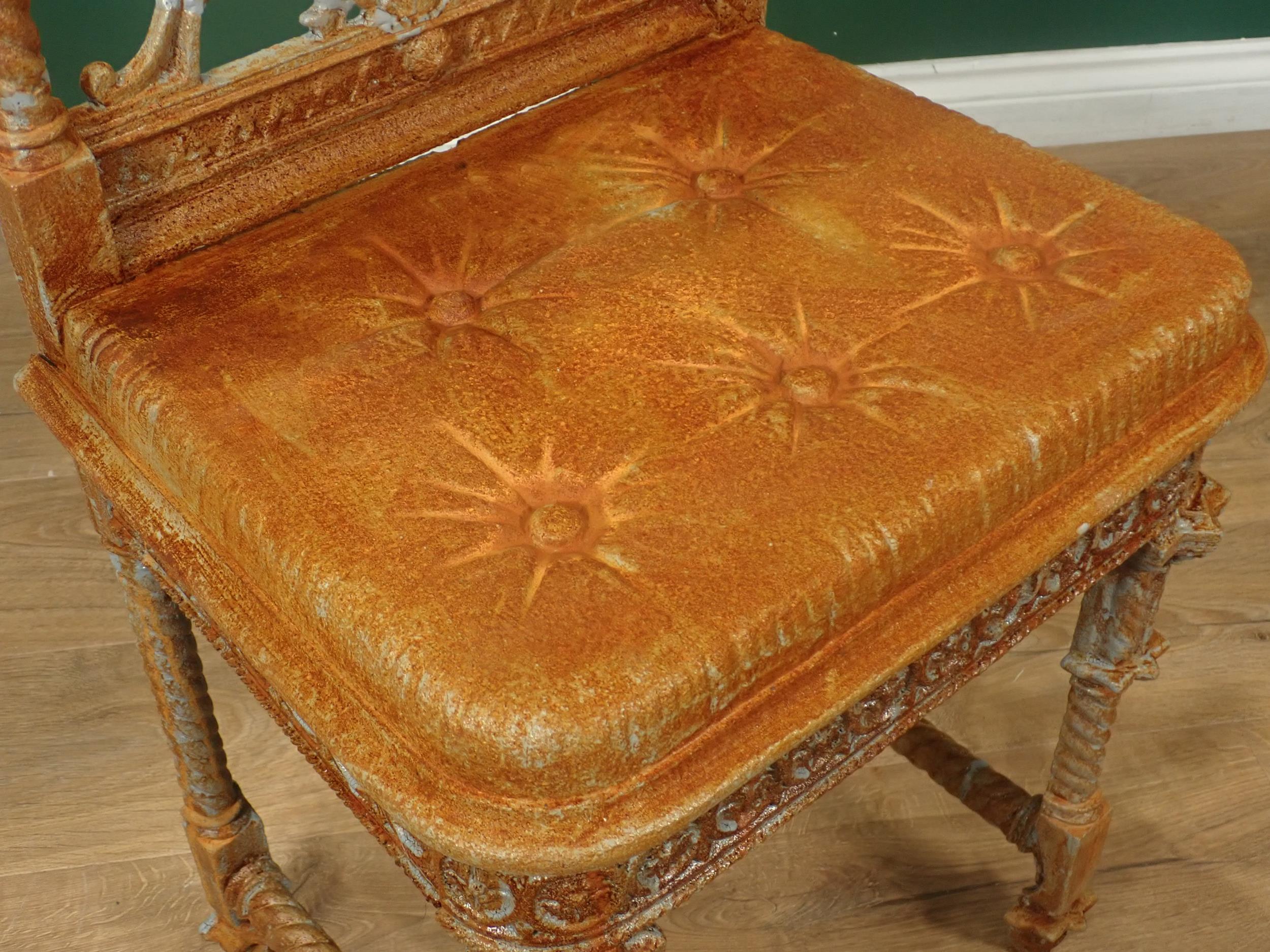 A Coalbrookdale cast iron Chair designed by Christopher Dresser, with pierced back, cast simulated - Image 4 of 14