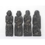 Four 17th Century oak Carvings of the Apostles 8 3/4in H