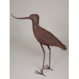 In the manner of Walenty Pytel; a 20th Century metal Sculpture of an Avocet 17in H x 14in L
