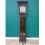 An 18th Century oak Longcase Clock with square brass dial, inscribed Arth. Bristow, Eversley, with