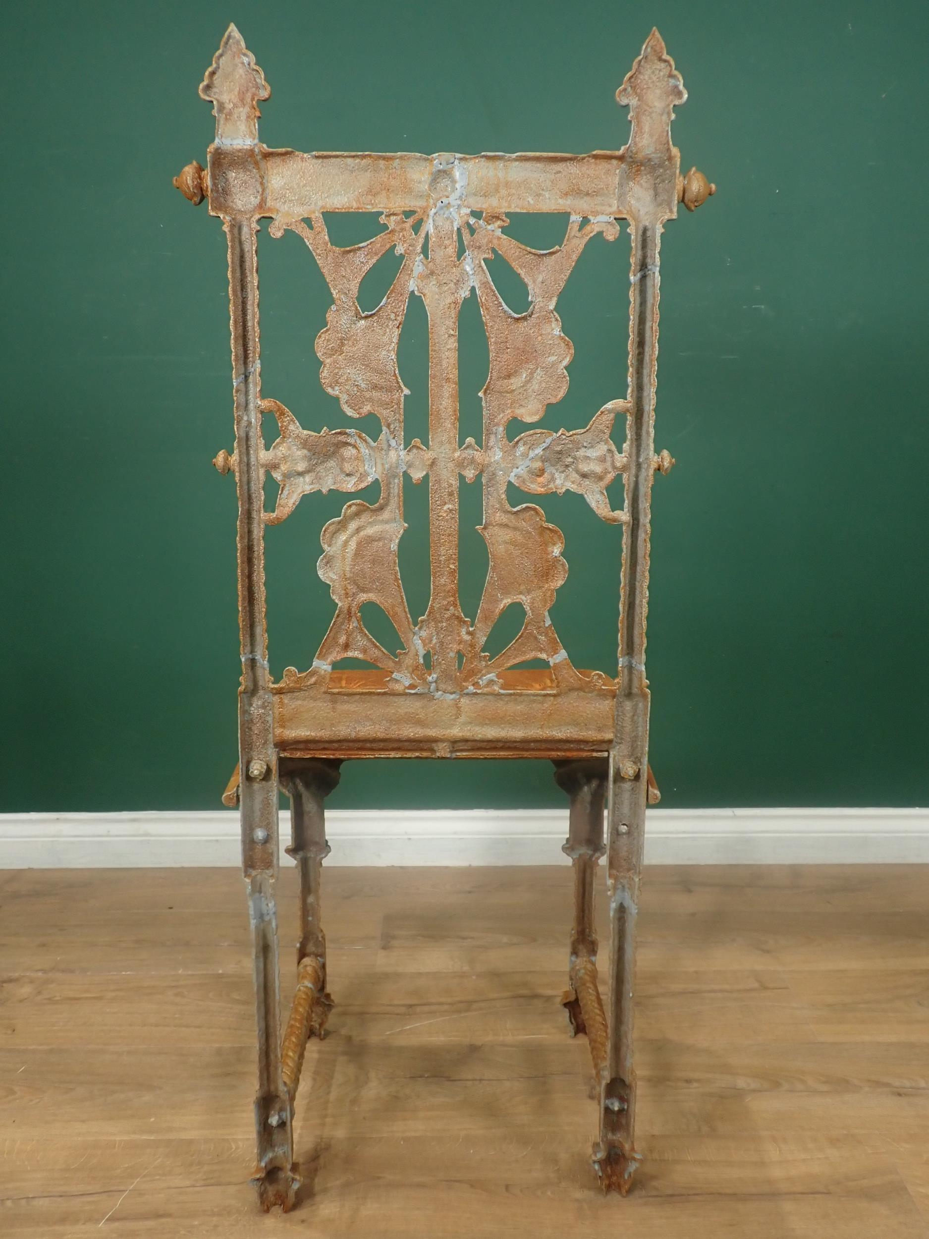 A Coalbrookdale cast iron Chair designed by Christopher Dresser, with pierced back, cast simulated - Image 9 of 14