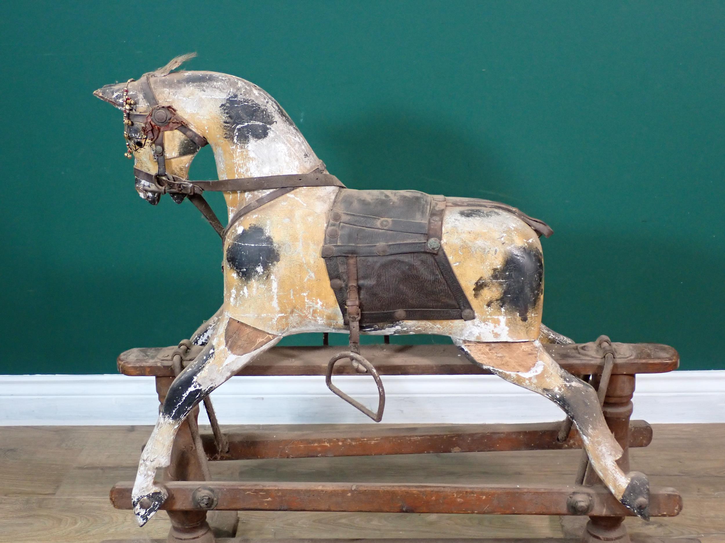 A 19th Century dappled palomino Rocking Horse of small proportions with original saddle and bridle - Image 2 of 12