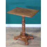 A 19th Century walnut Occasional Table with rectangular top on bobbin turned column and platform