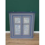 A Georgian Corner Cupboard with later blue paint and red interior 3ft 9in W x 3ft 9in H