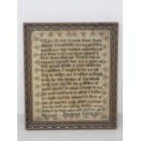 An early 19th Century framed Sampler by Prudence Leech 1811 8 1/2in H x 7 1/2in W