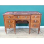 A 19th Century mahogany and satinwood crossbanded Writing Desk with leather inset top mounted upon