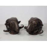 A pair of cast bronze Ram's Masks 7in L x 6in H