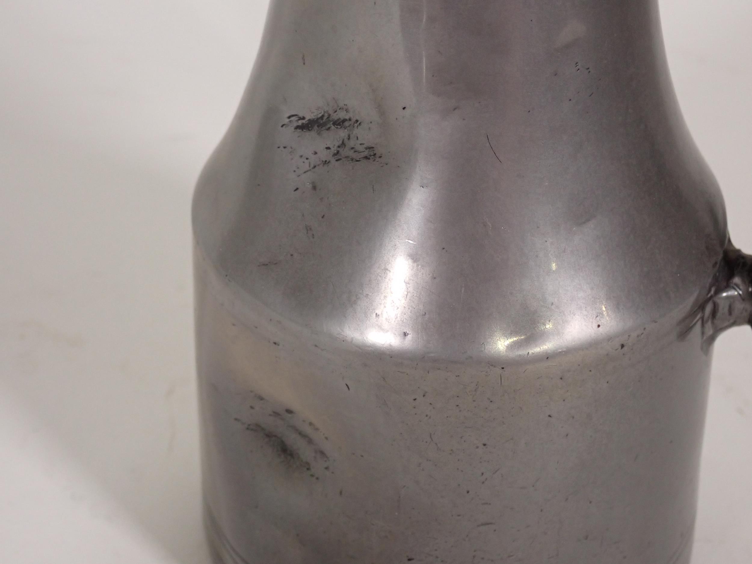 An antique Continental pewter lidded Tankard 9in H, another pewter lidded Tankard with knopped - Image 6 of 6