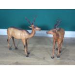 A pair of 20th Century leather Figures of Antelope 21in H