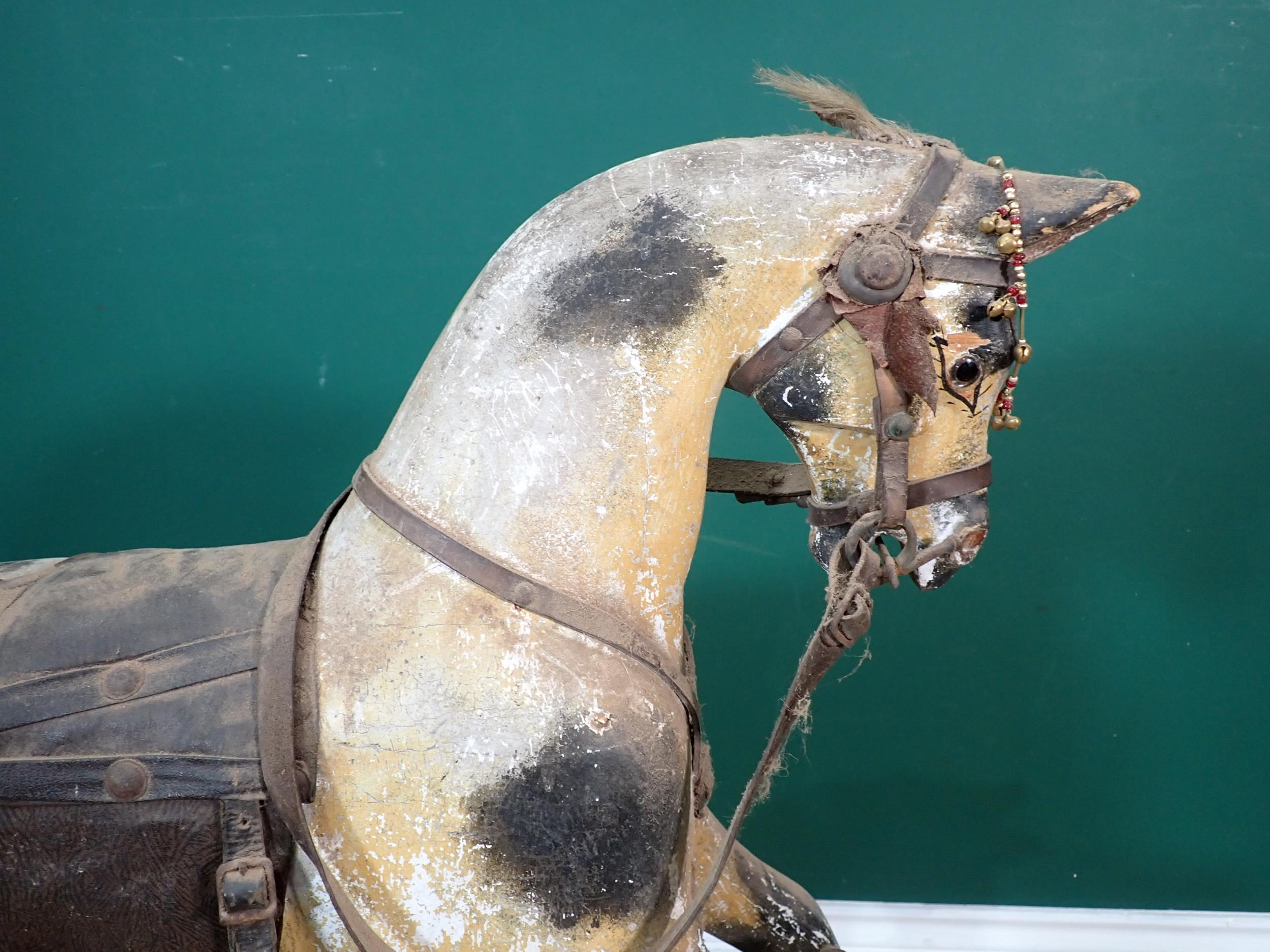 A 19th Century dappled palomino Rocking Horse of small proportions with original saddle and bridle - Image 10 of 12