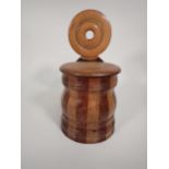 A 19th Century Scottish mixed wood Salt Box with pierced circular surmount above hinged lid and