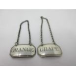 A pair of George III silver octagonal Labels, Grape and Orange, London 1808, maker - probably John