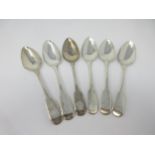 Six George III silver Dessert Spoons fiddle pattern engraved initial E, London 1809, 225gms