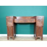 A 19th Century mahogany Pedestal Sideboard of small proportions with breakfront, fitted drawers
