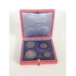 Queen Victoria, 1901 Maundy Set, in period dated Royal Mint red case, with gilt detail