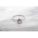 A Diamond single stone Ring claw-set brilliant-cut stone, 1.01cts, in 18ct white gold, ring size M