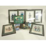 Six framed Prints of Gurkha Personnel, a framed Print of Gurkha Regimental Insignia, various