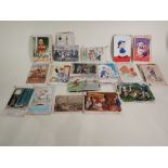 A bundle of Postcards, many Continental, sent from the Front, many passed by Censor, c 1940's,
