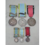 Two Crimea Medals, both unnamed and both with Sebastopol Bar. Also a French issue Turkish Crimea
