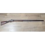 A 10 bore Wildfowling Gun, percussion converted from flint (drum and nipple) by Hooke of York. Heavy