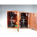 An Olympus Microscope in oak case and a Cooke, Troughton & Simms Microscope in oak case