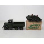 An unboxed Britains No.1334 Army Lorry with driver and a boxed Britains Bren Gun Carrier, both Ex.