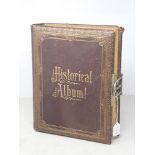 A Victorian Photograph Album with decorated pages of Battles, military scenes etc