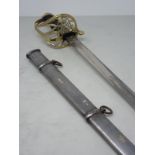 An 1845 Pattern Infantry Officer's Sword in steel scabbard