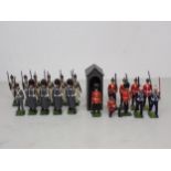 Twenty Britains Figures of Guardsmen of British Regiments and a Sentry Box, generally Ex