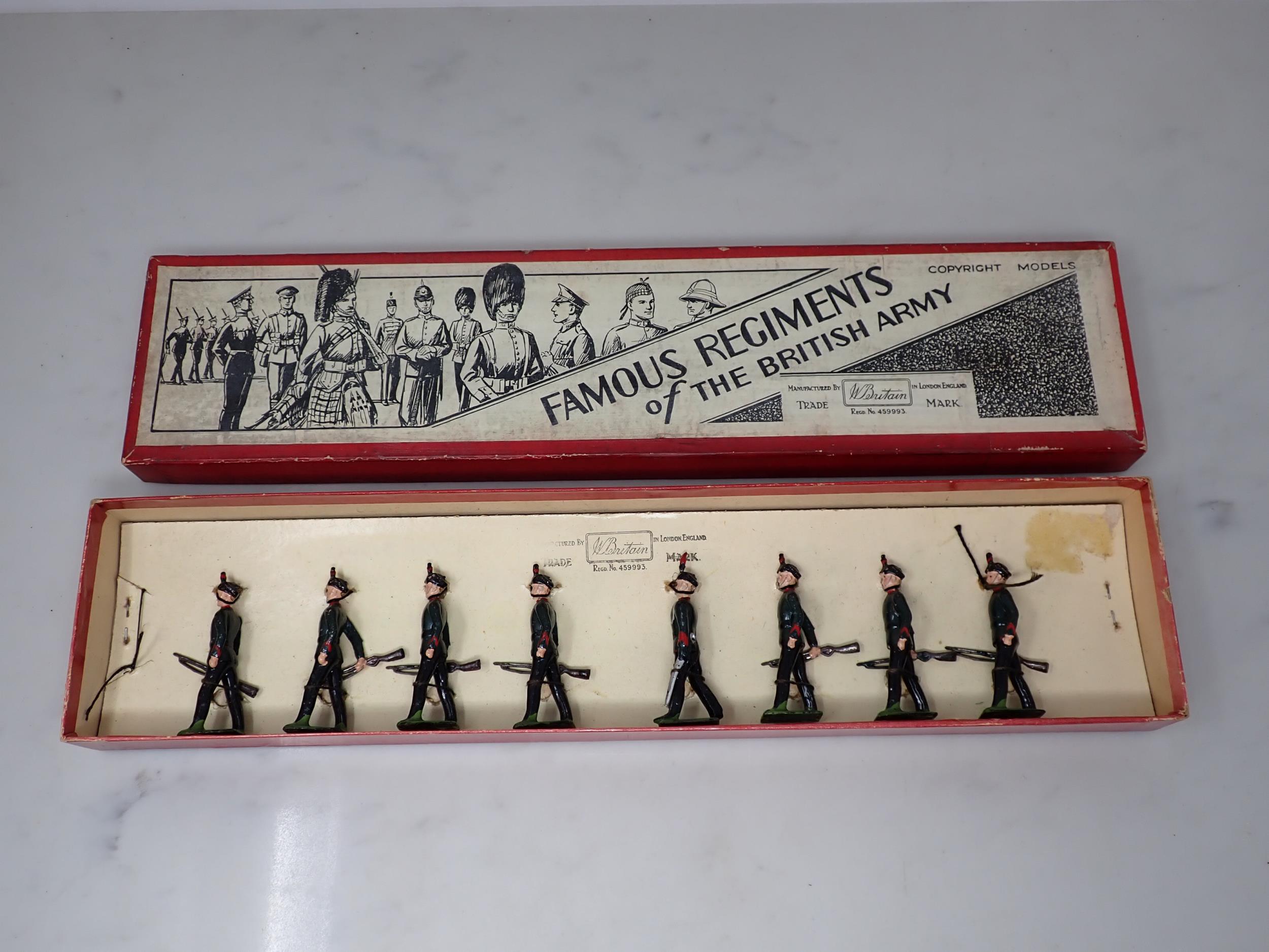 A boxed Set of Britains No.2072 Kings Rifle Corps, strung figures, figures and box Ex