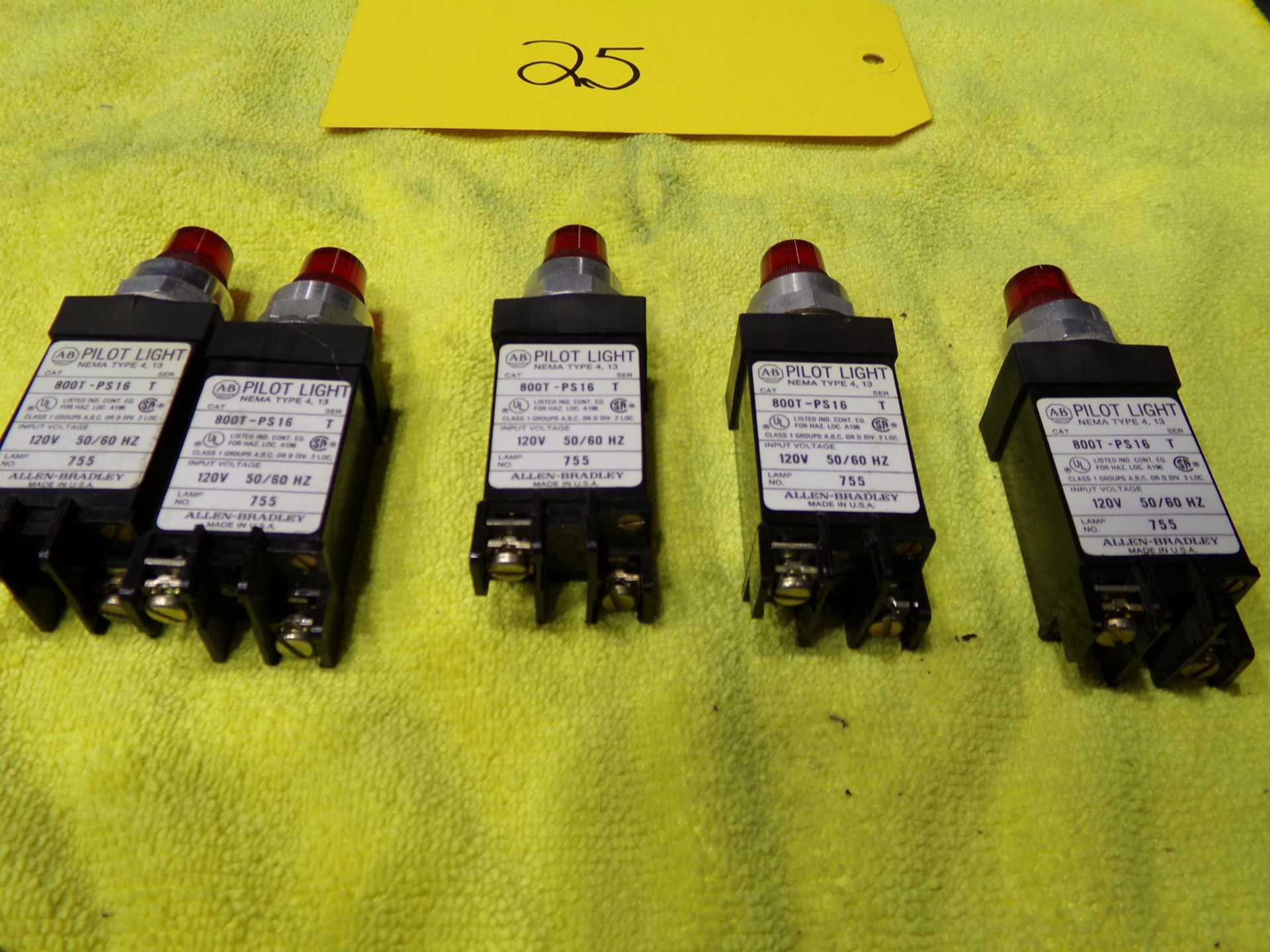 allen bradley pilot light cat 800t-ps-16 120v 60hz nema type4 lamp no 755 5 pc lot - Image 3 of 7