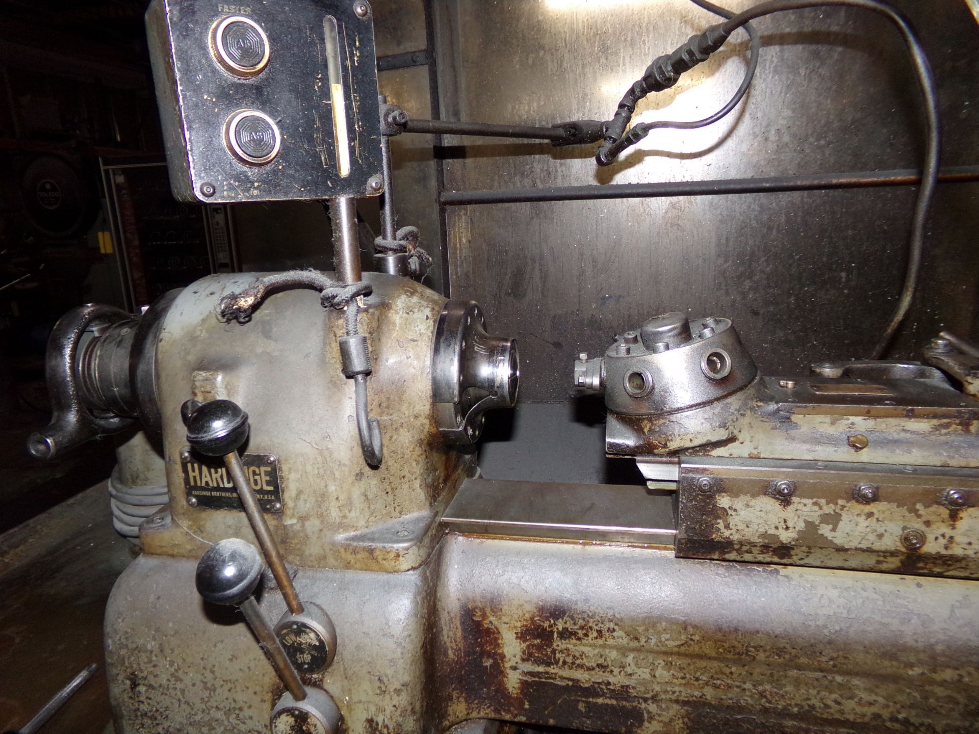 Hardinge lathe model DSM59 220v equipped with 5c collet plus cabinet and varied tooling pictured - Image 2 of 23