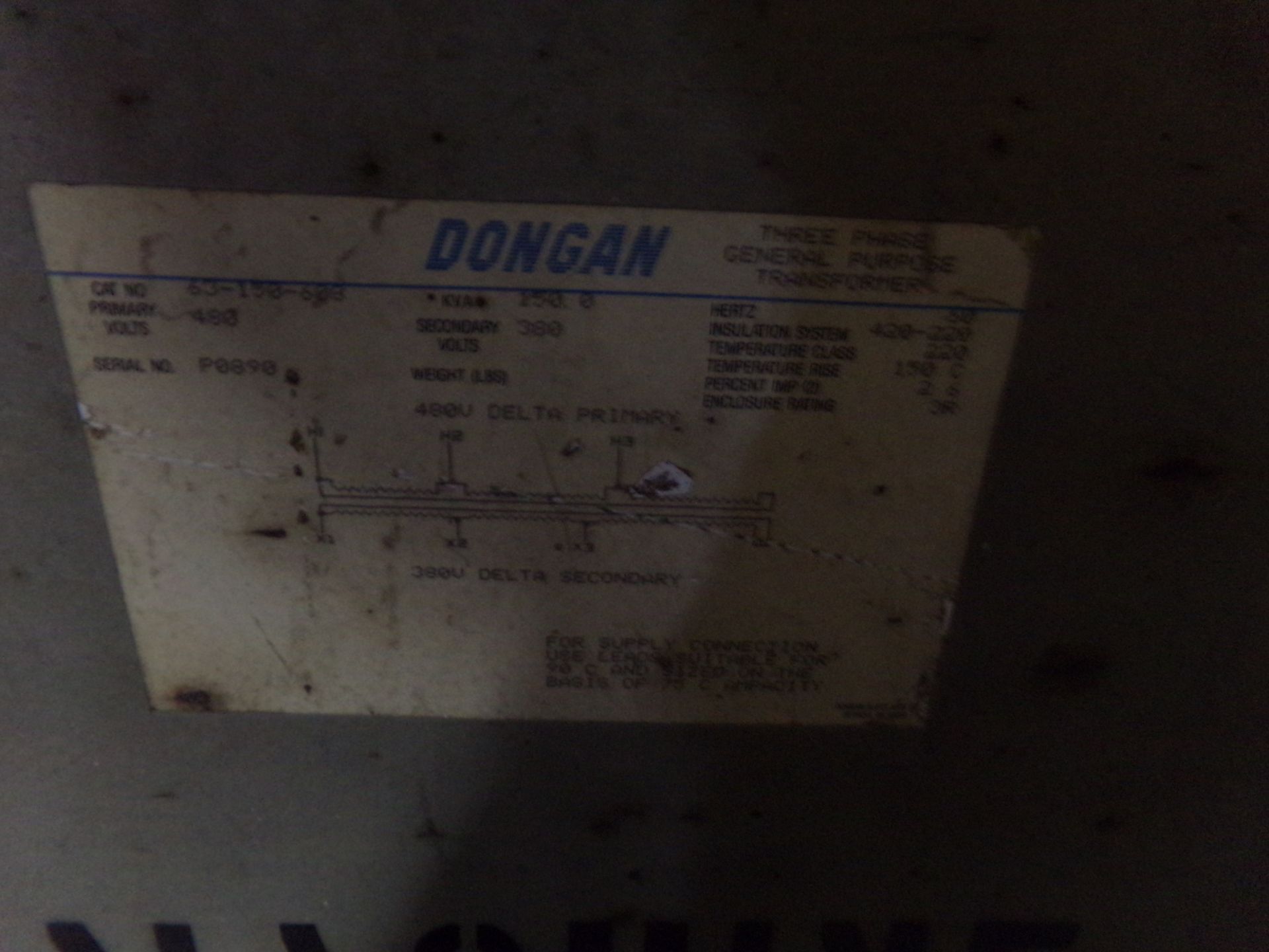 Dongan Transformer 150Kva 3 ph 48v test transformer - Image 2 of 7