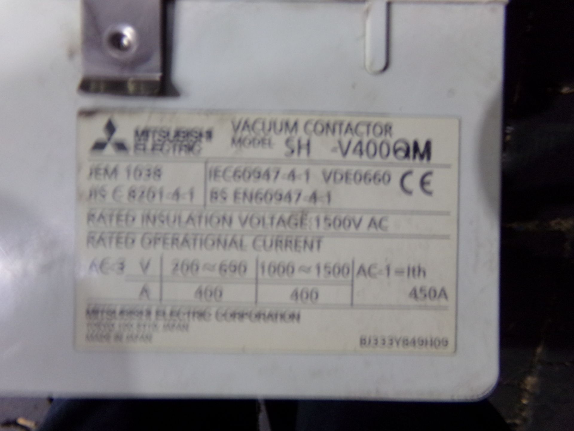 MITSUBISHI VACUUM CONTACTOR 2pc lots MODEL SHV-400QM RATED INSULATION VOLTAGE 1500 VAC RATED AC3 V - Image 6 of 8