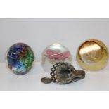 Two Cathness paperweights & one other with a antique expanding money purse