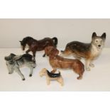 A selection of ceramic animals, sold as seen