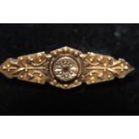 A antique 9ct gold ruby & pearl mourning brooch