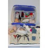 A job lot of doll/sewing related items