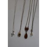 Four assorted 925 silver necklaces