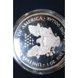 A 2020 one ounce fine silver proof dollar