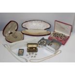 A selection of cased pearls etc