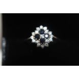 A 9ct gold & sapphire cluster ring size R