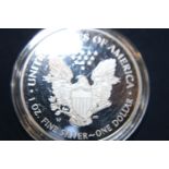 A 2020 one ounce fine silver proof dollar