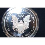A 2020 one ounce fine silver proof dollar